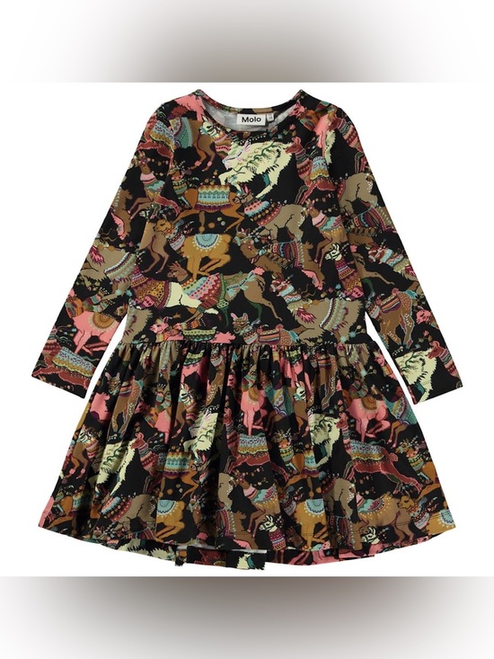 Molo Other - Molo Creola Organic Cotton Llama Joy Long Sleeve Dress Girls Kids Children